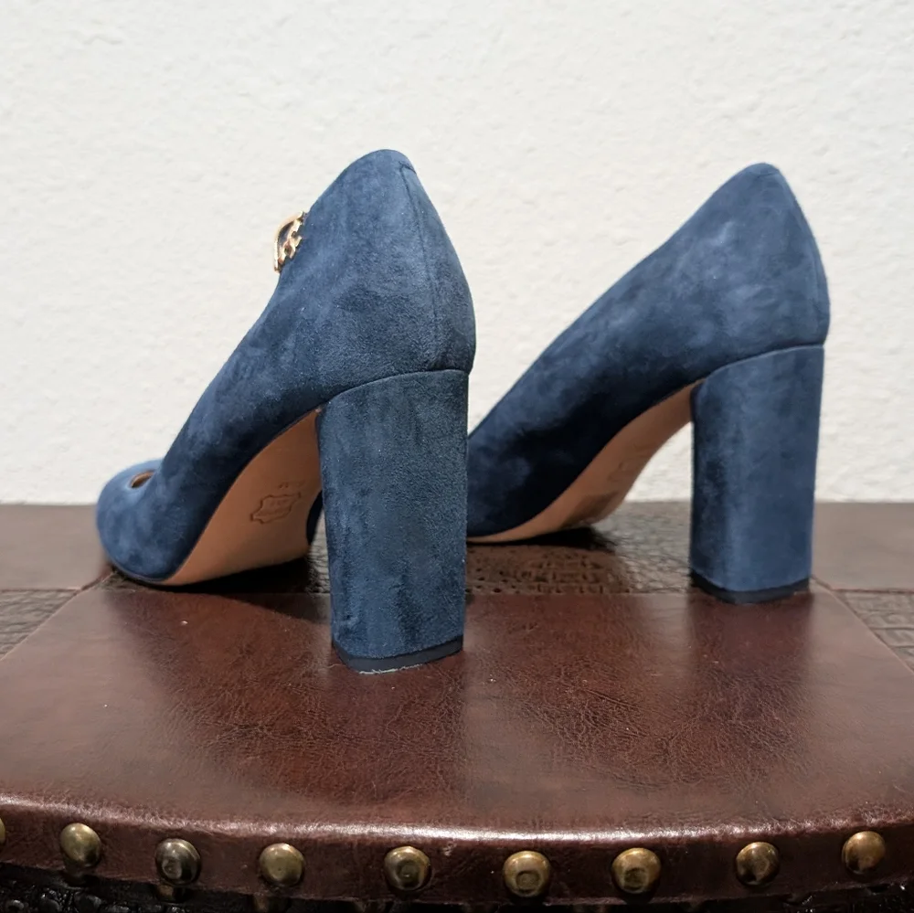 Tory Burch Elizabeth Suede High Block Heel Pumps Size 8.5